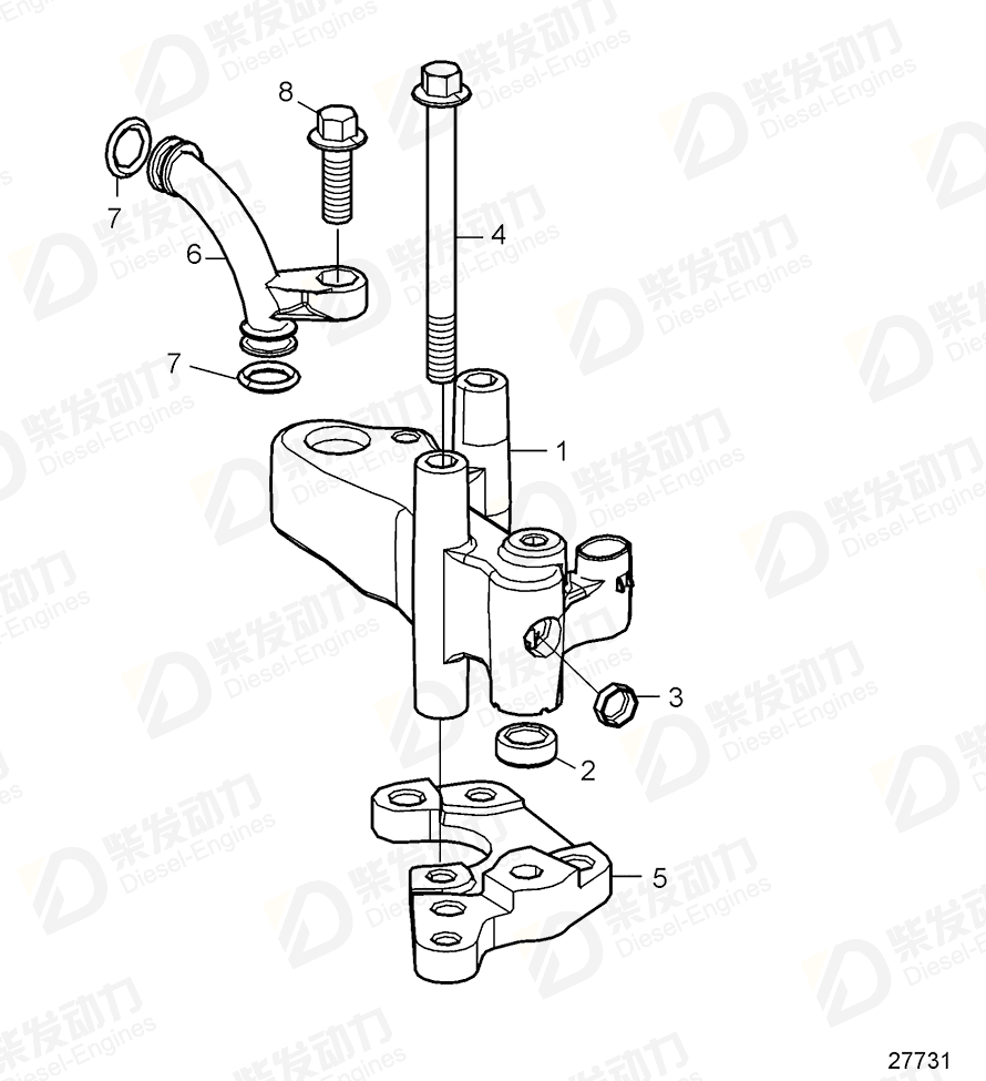 volvo penta Connection pipe 21681092 Drawing
